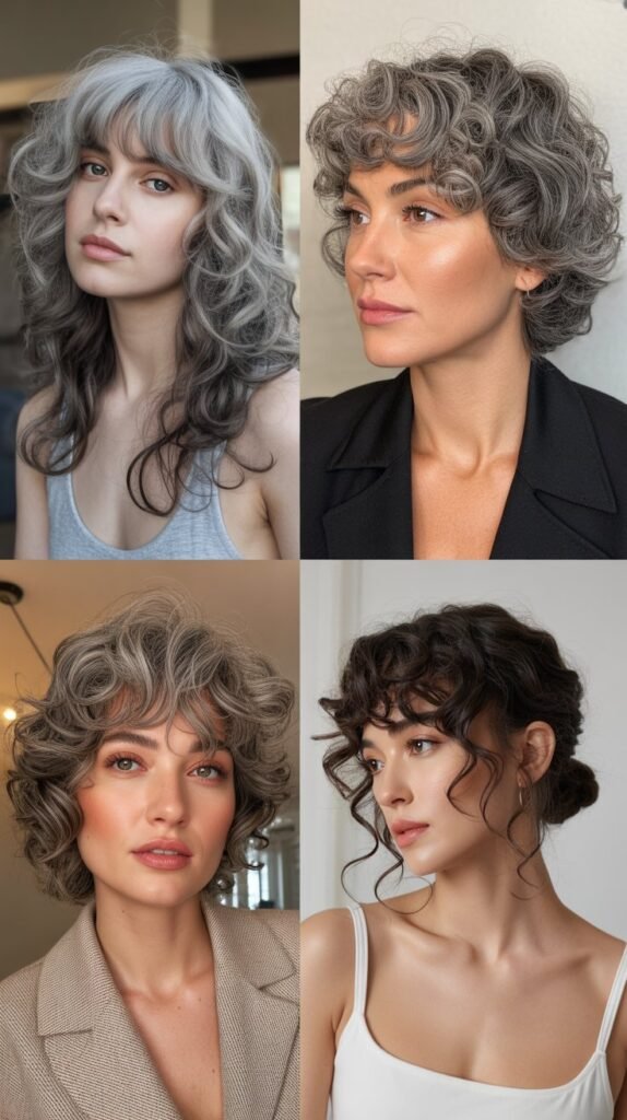 Piecey Bangs with Gray Curls