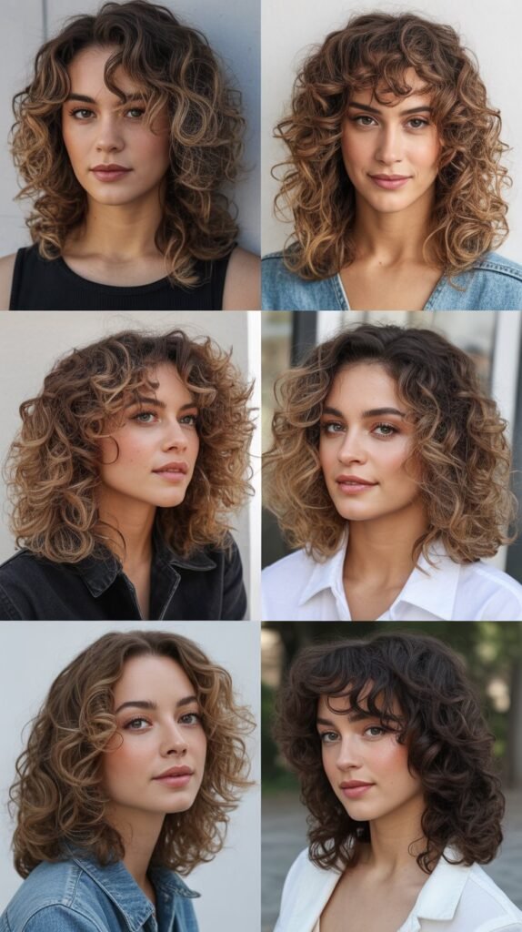 Collarbone-Length Curls with Subtle Highlights