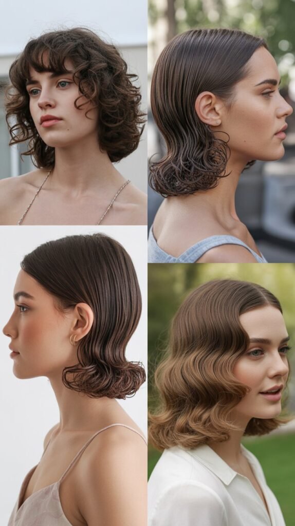 Sleek Center Part with Curly Ends