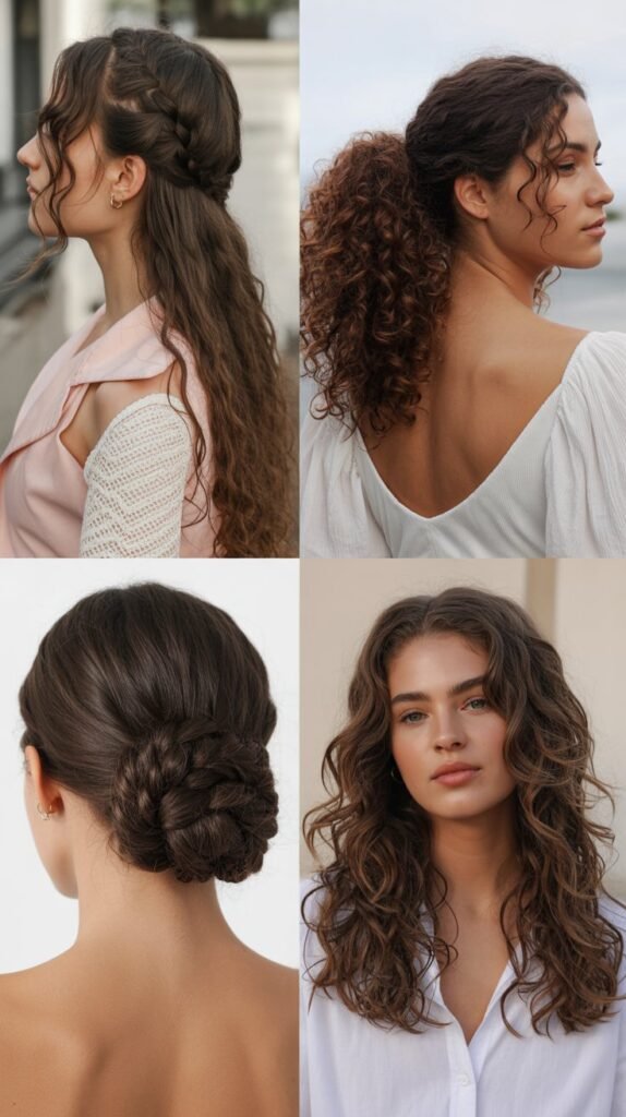 Braided Half-Up with Curly Ponytail