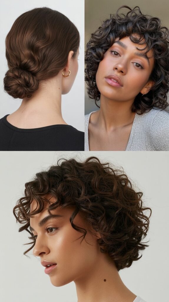 Sleek Low Bun with Curly Halo