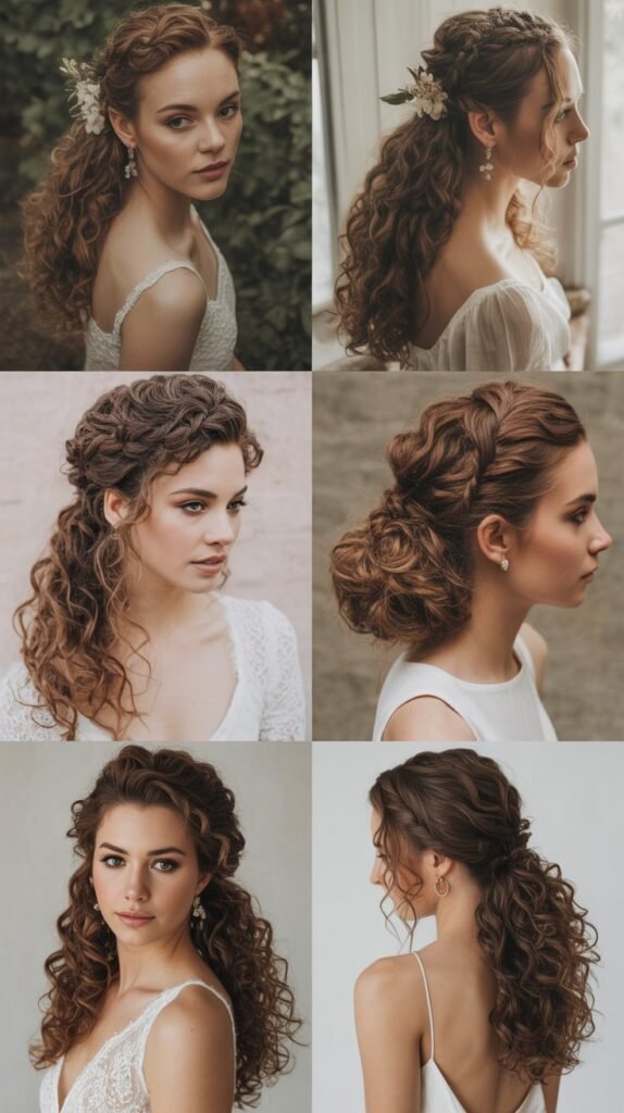Loose Cascading Curls with Fresh Flowers