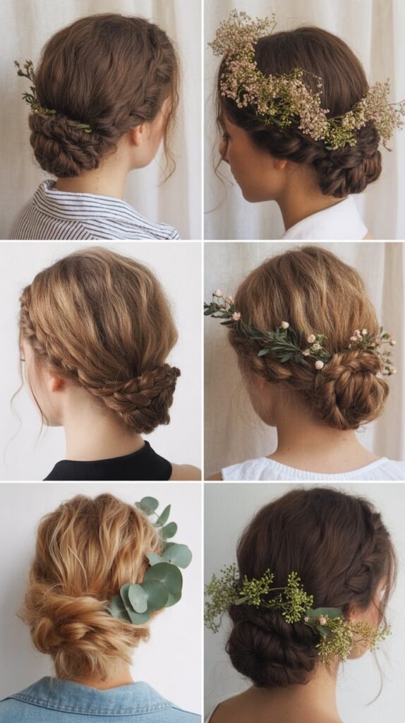 Gathered Twist with Floral Accent