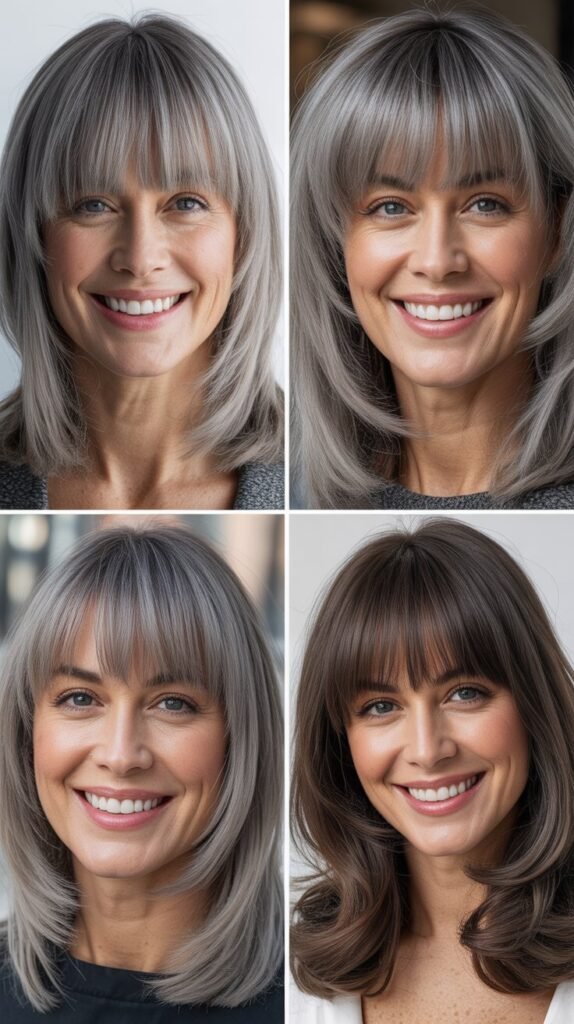 Straight-Across Bangs With Gray Blunt Cut