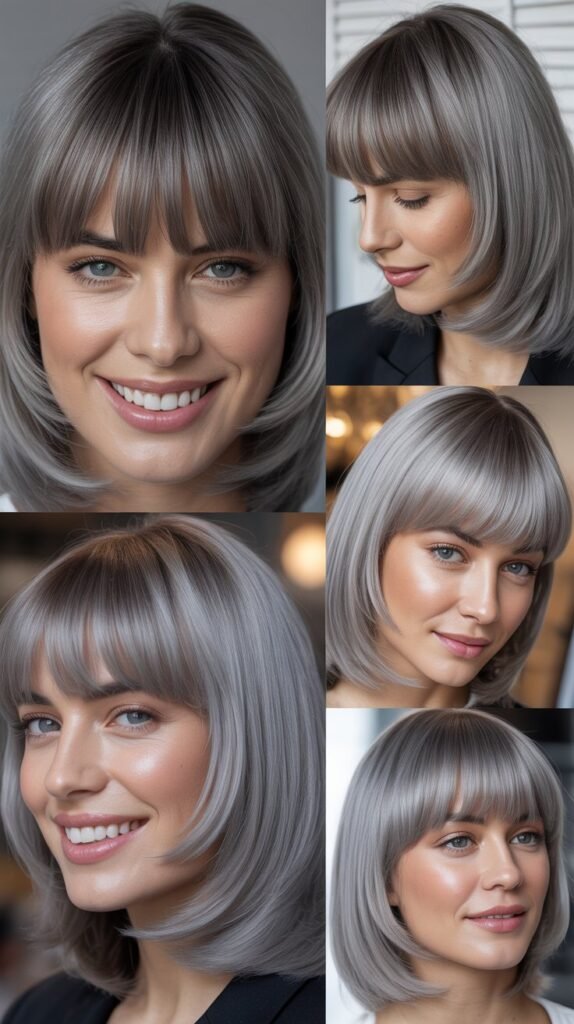 Tapered Bangs With Mercury Gray Sleekness