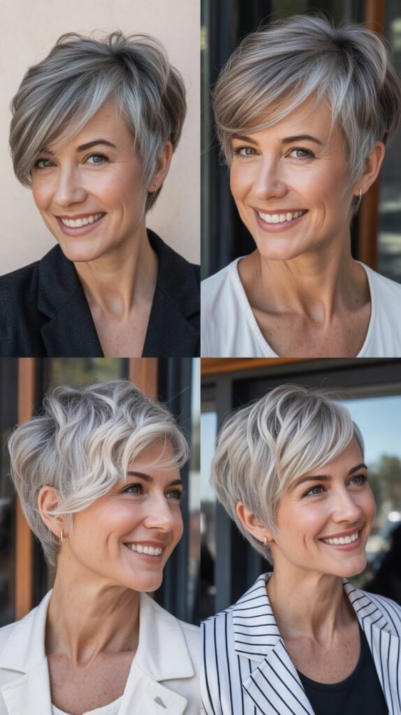  Asymmetrical Fringe With Gray Pixie Bob