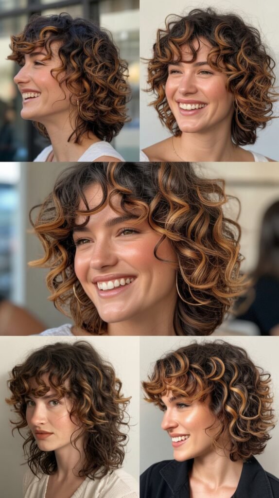 Chestnut Brown Highlighted Curls