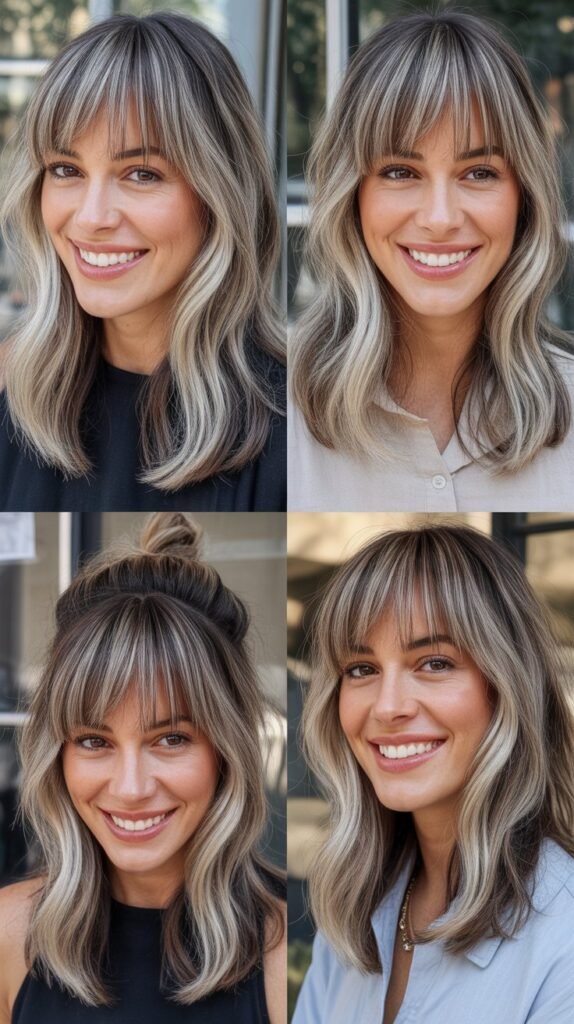 Razored Bangs With Gunmetal Gray Texture
