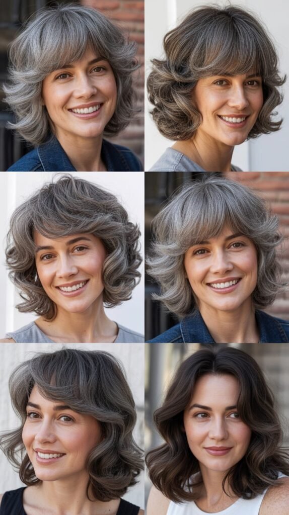  Arched Bangs with Rounded Gray Bob