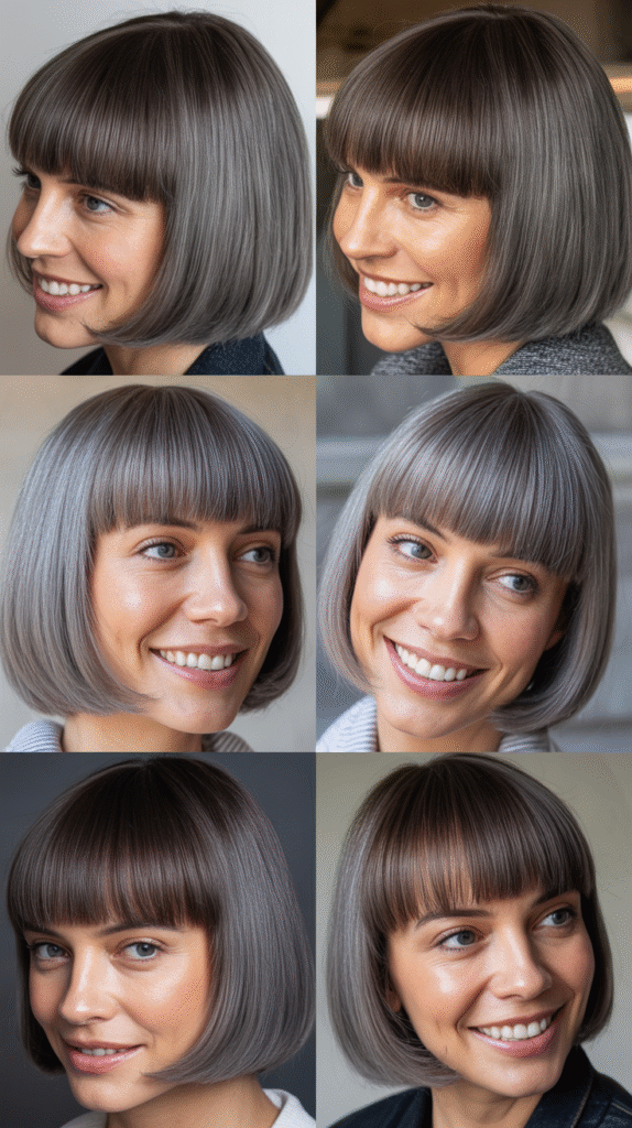  Swoopy Side Bangs with Gray Balayage Waves