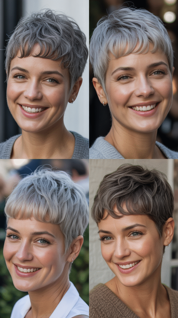 Rounded Bangs With Cloud Gray Curls