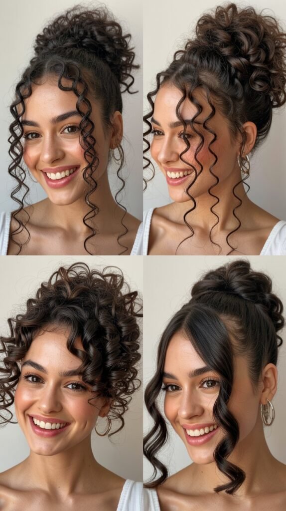 Low Side Bun with Curly Texture