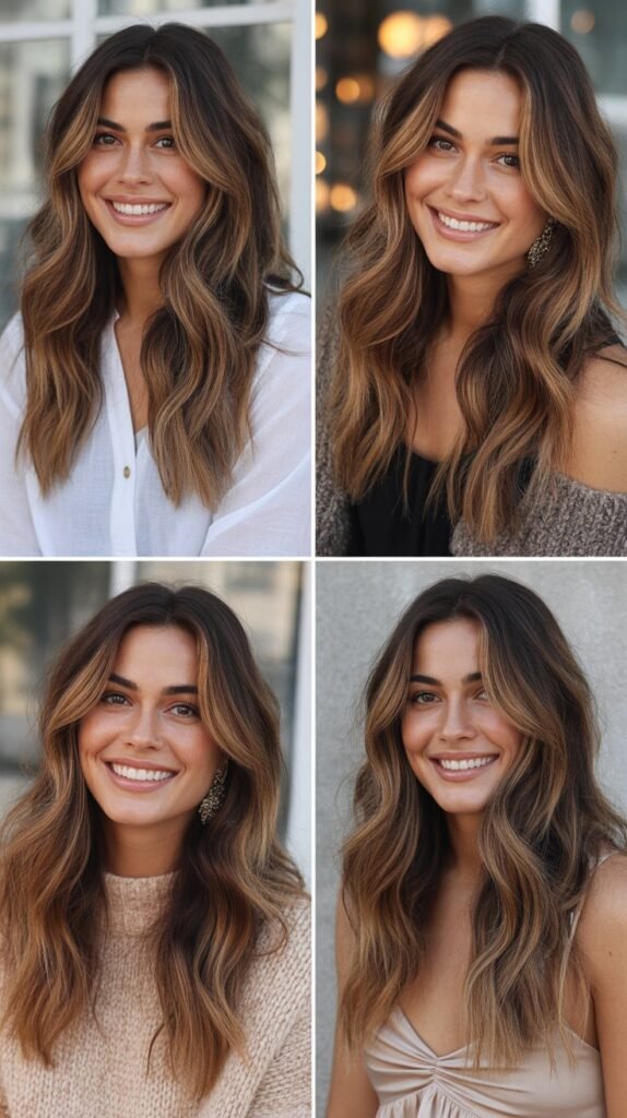 Caramel Highlights with Beach Waves