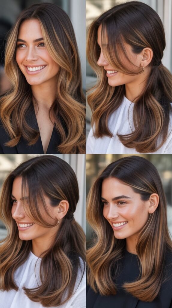 Caramel Highlights with Middle Part