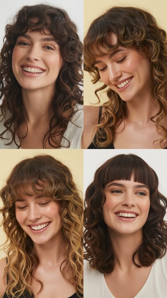 . Long Bangs with Soft Curls