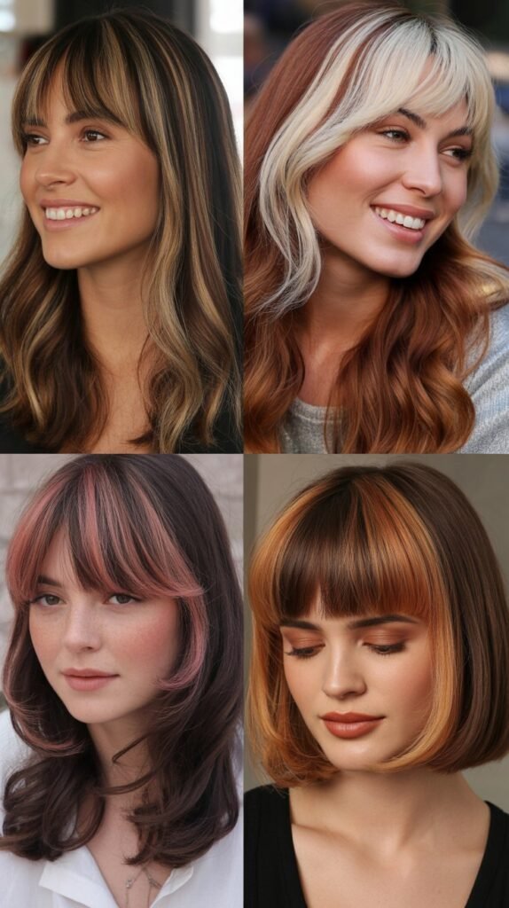  Long Bangs with Highlights and Color