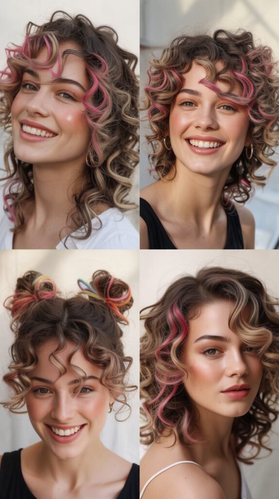 Pastel Pink Highlights for Adventurous Curls