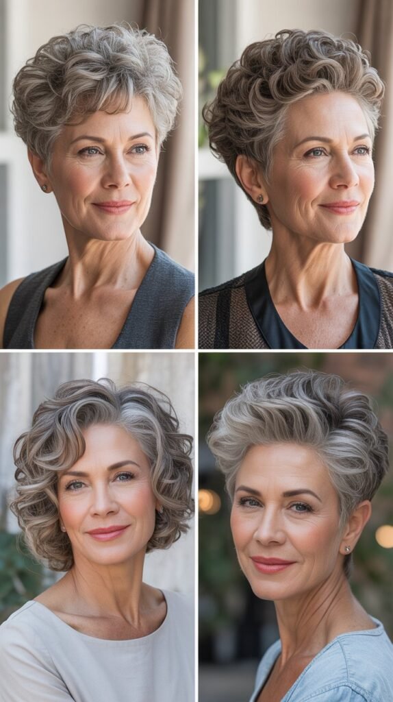 Curly Pixie with Elongated Crown