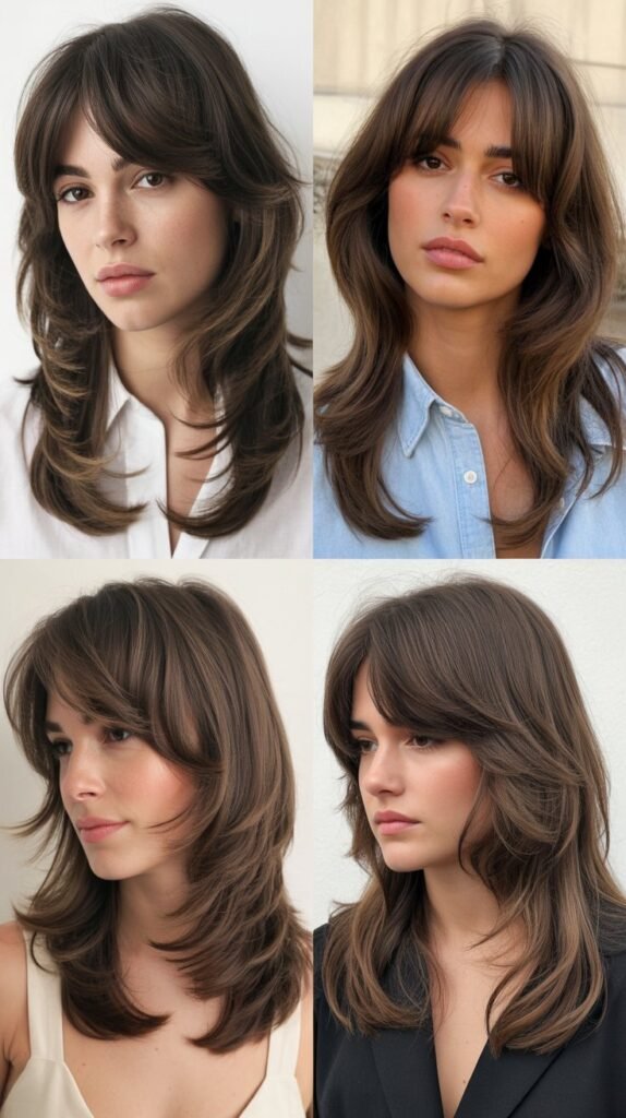  Feathered Bangs With Long Flowing Graduated Layers