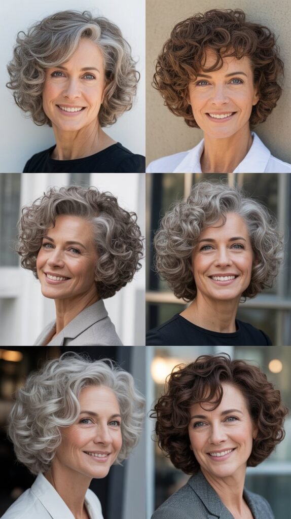 Asymmetrical Curly Cut with Side Volume