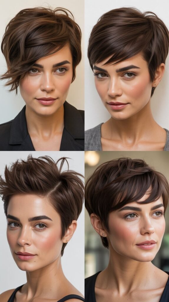  Dark Chocolate Brown Feathered Pixie