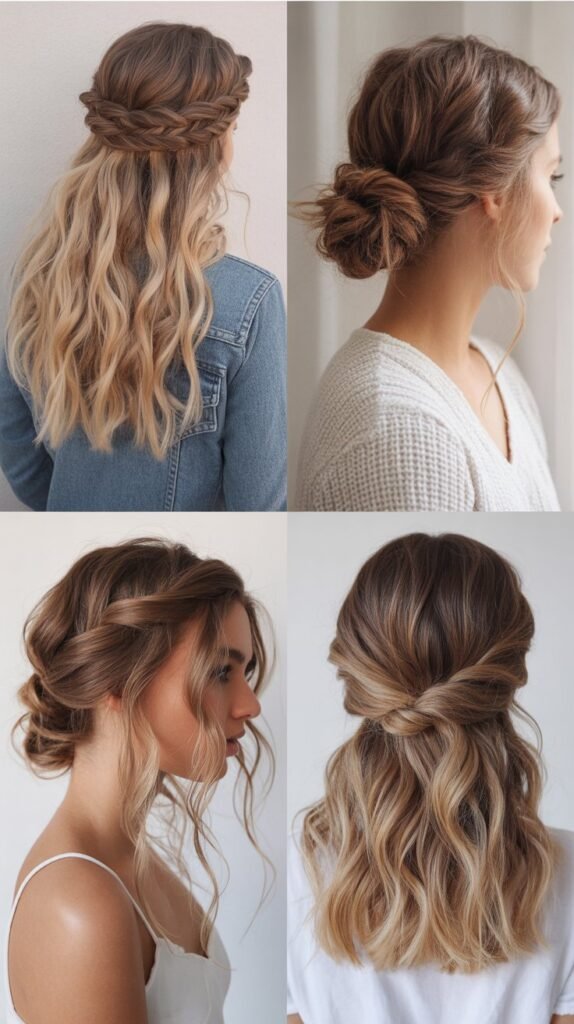  Boho Twisted Half-Up with Loose Waves