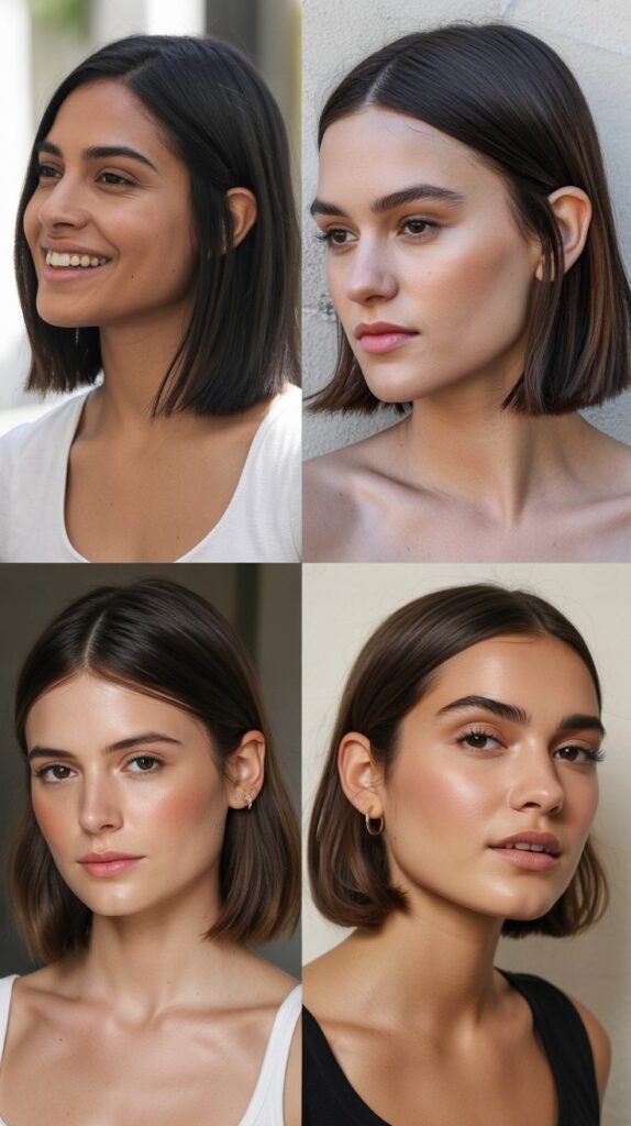  The Blunt Lob With Middle Part And Tucked Ears