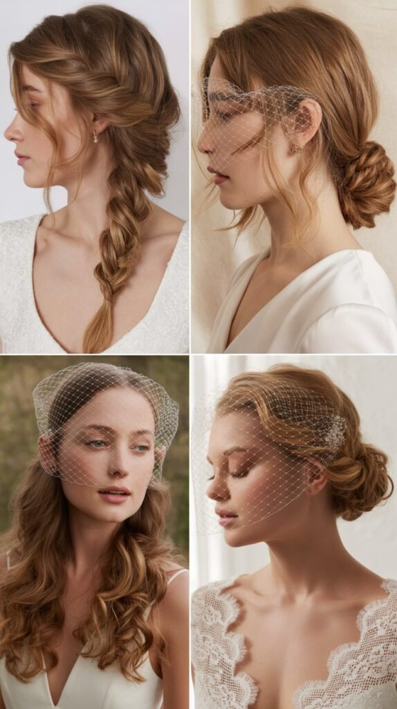 Fishtail Accent with Birdcage Veil