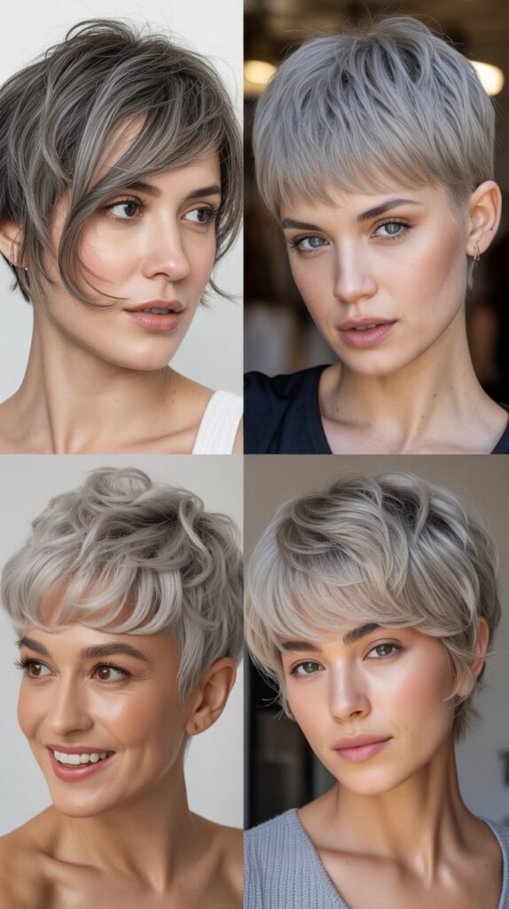 Textured Bangs with Gray Pixie