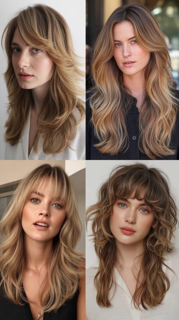  Feathered Bangs With Long Flowing Textured Layers