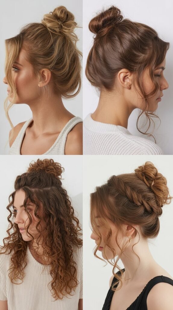 Half-Up Topknot with Cascading Curls