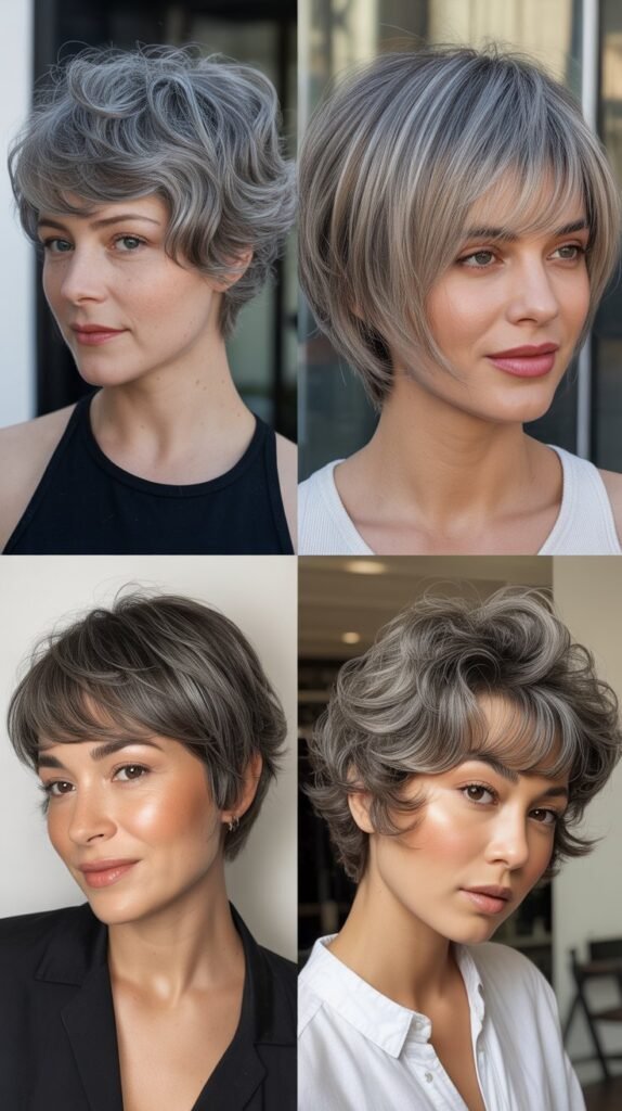 Feathered Bangs with Gray Pixie Bob