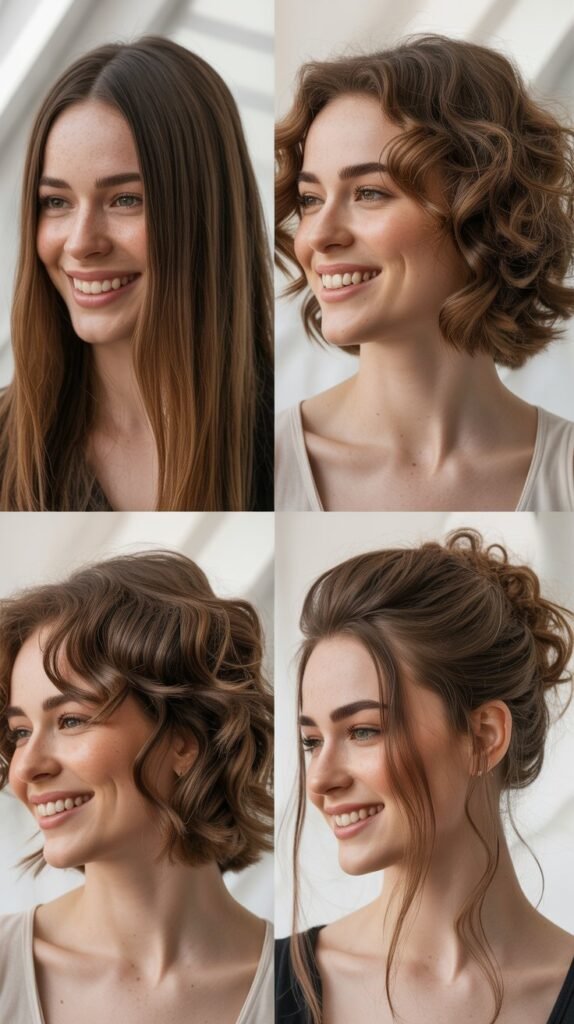 Curtain Bang Variations for Wavy Medium Hair