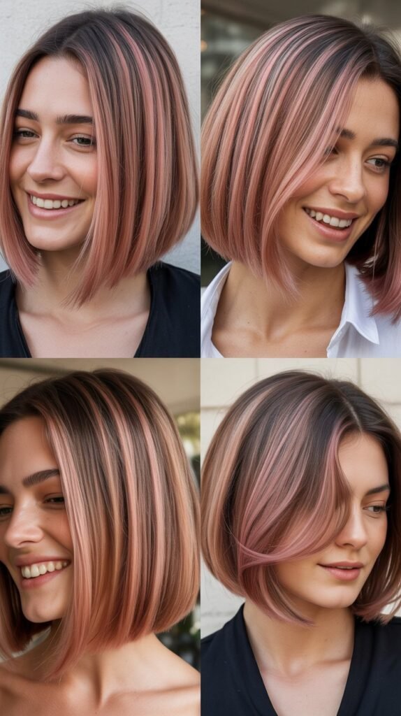 57. The Blunt Lob With Warm Caramel Balayage