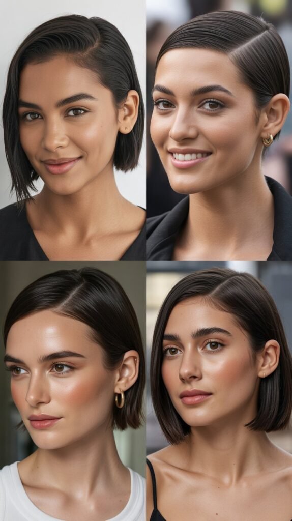 The Blunt Bob With Slicked-Back Styling