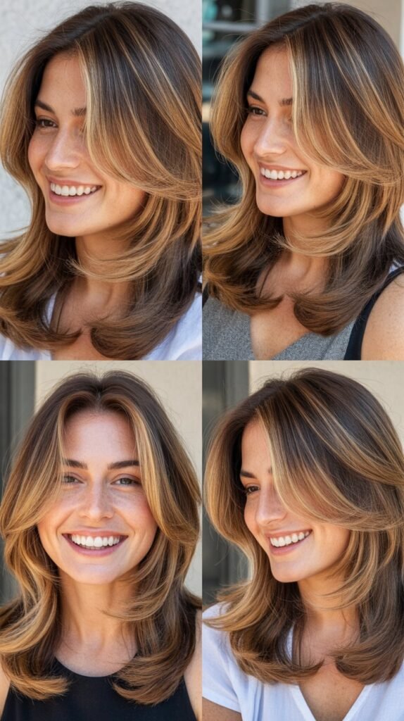  Caramel Highlights with Face-Framing Layers