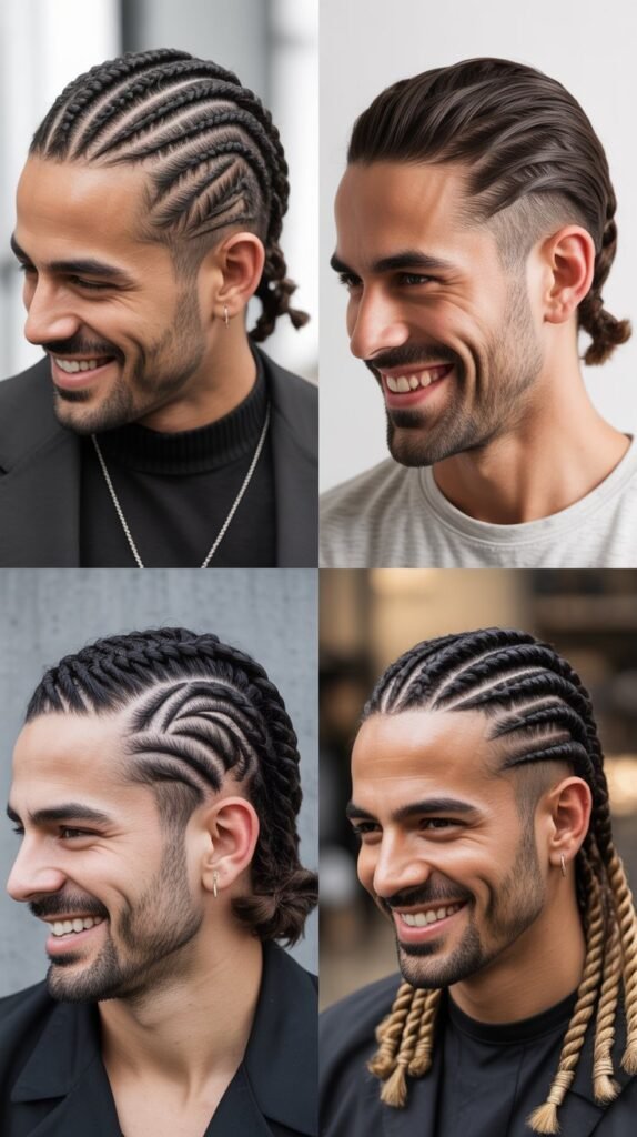 . Side-Swept Cornrow Design
