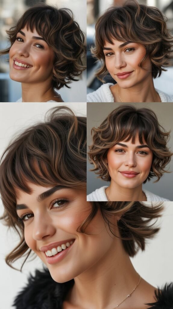  Shaggy Short Cut With Long Feathered Bangs