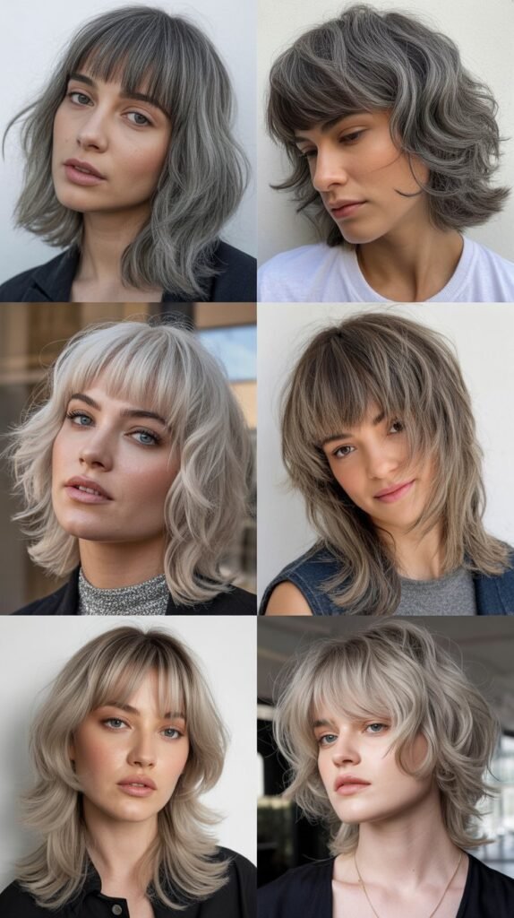 Blunt Bangs with Gray Shag