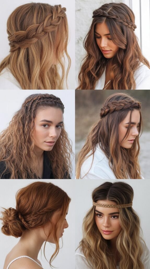 Bohemian Crown Braid with Loose Curls