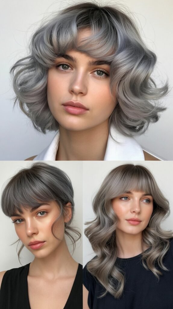Baby Bangs with Gray Waves