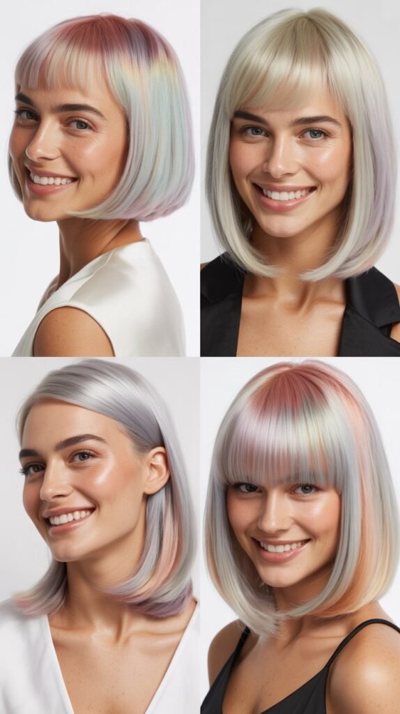 Blunt Cut With Pearl Hair Color