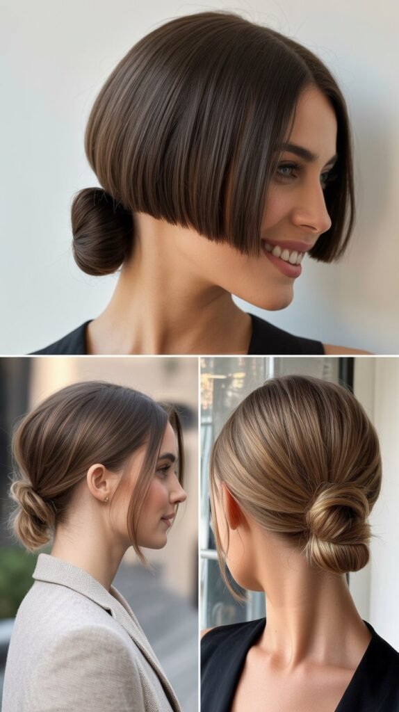 Precision Blunt With Low Bun Styling