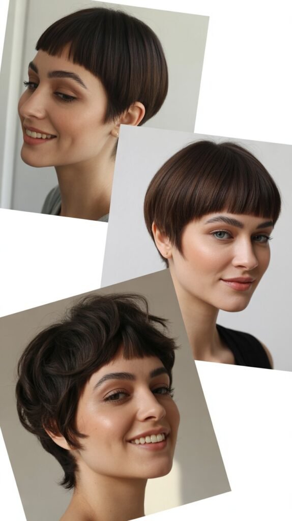  Tapered Crop With Long Angular Bangs