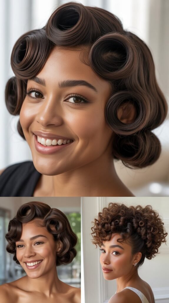 Dark Chocolate Brown Vintage Victory Rolls