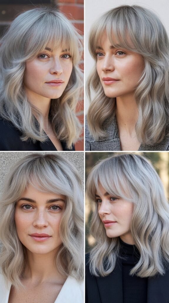 ide Bangs With Ice Gray Medium Waves