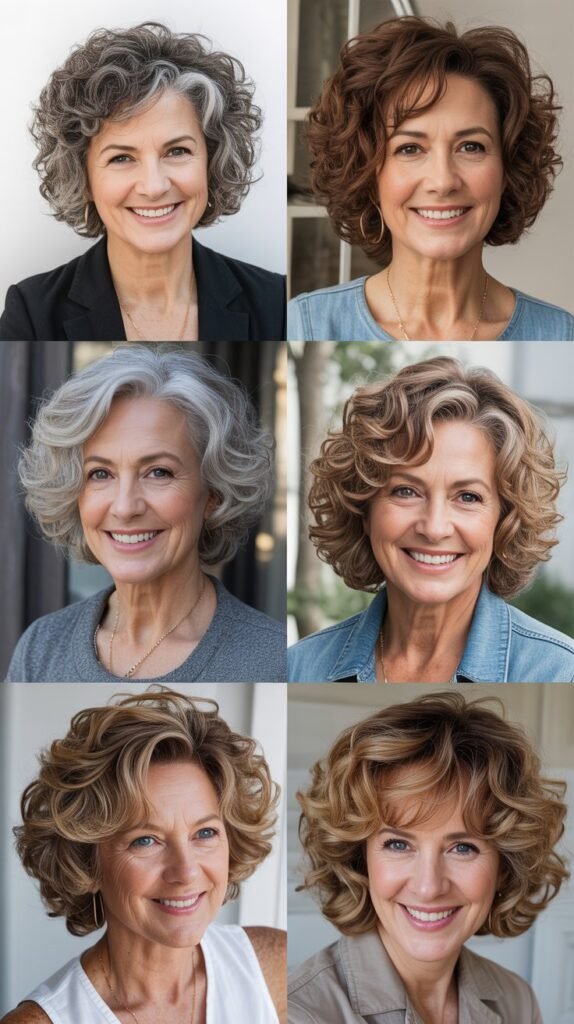 Layered Curly Bob with Root Boost