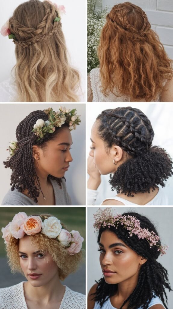 Braided Half-Up with Flower Crown