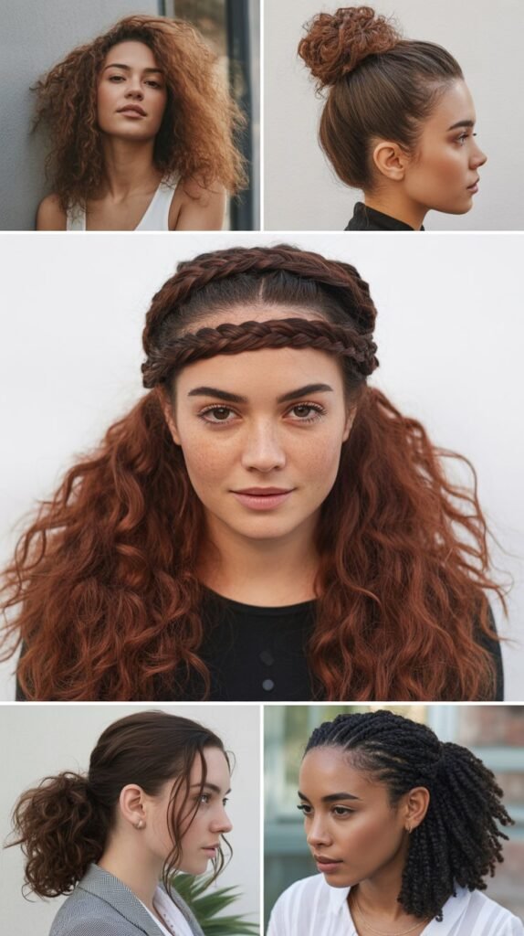 Double Braid Crown with Flowing Curls