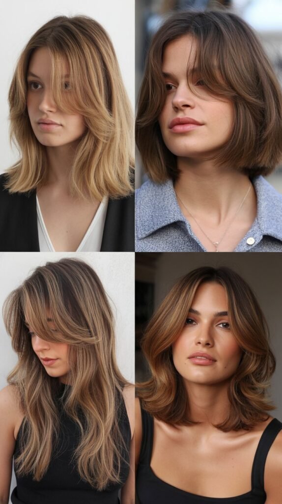  Soft Curtain Bangs With Feathered Layers